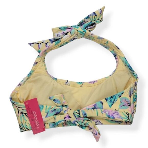 Xhilaration Yellow Tropical Halter Bikini Top D/DD - Picture 2 of 3